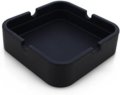 Hong Cheng Silicone Square Ashtray, Pack of 4,Colorfull Premium Silicone Rubber High Temperature Heat Resistant Square Design,Increase, Thickening, Hardness Higher of Ashtray (Black)