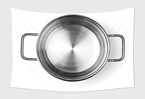 Home Decor Tapestry Wall Hanging Stainless Steel Cooking Pot Isolated Over White Background With Clipping Path for Bedroom Living Room Dorm