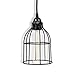 Rustic State Vintage Design Curved Metal Wire Cage Pendant Lamp with 15’ Plug-in Fabric Cord Toggle Switch and Edison Light Bulb in Black