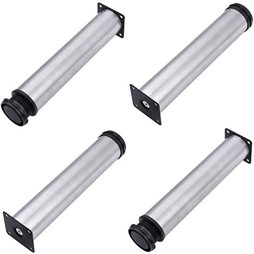 AOWISH 4-Pack Stainless Steel Furniture Legs Furniture Foot Upgraded & Thickened Cabinet Metal Legs 2 Inch Diameter Shelves Sofa Table Kitchen Adjustable Feet with 16 Screws (10 Inch/250 mm Height)