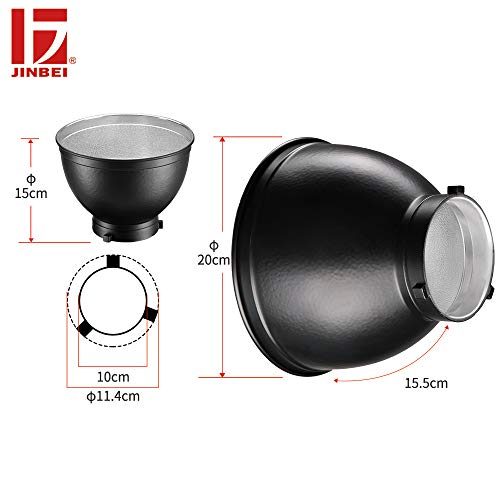 JINBEI Photographic Equipments 7.9" / 20cm Standard Reflector 55 Lamp Shade Dish for Bowens Mount Studio Light Strobe Flash Portrait Photo - Thumbnail 2