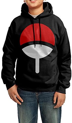 Kid's Youth Uchiha Naruto Logo Hoodies Pullover Hooded Sweatshirts M Black