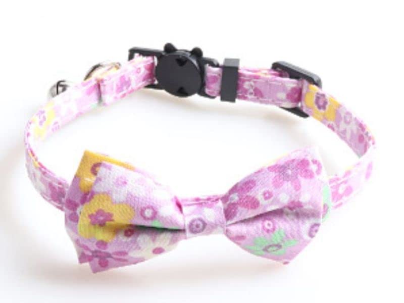 Bowtie Cat Collars with Bell | Safe Quick Release Breakaway Buckle | ZACAL Cat Collars (Lilac Floral)
