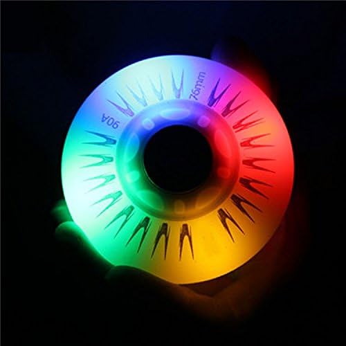 katrinacoco 7 Colors LED Light Outdoor Inline Skate Wheels 64MM/68MM72MM/76MM/80MM/90A Flash Roller-4packs/Lot (76MM)