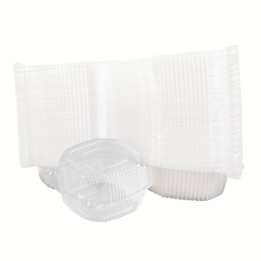 Photo 1 of 100 Pcs Clear Hinged Plastic Containers,3-3/4X3-3/4 X2-1/2 Inch Clamshell Food Containers, burgers,sandwich, cookies Take-out container