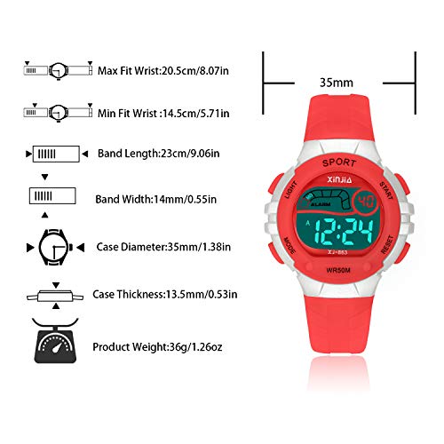 5 Digital+Waterproof+Multi+Functional+WristWatches+Children