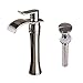 Votamuta Waterfall Spout Single Handle Bathroom Sink Vessel Faucet Mixer Tap Lavatory Faucets Tall Body Brushed Nickel with Pop Up Drain