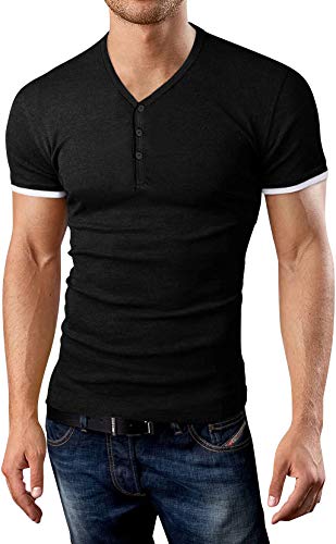 2 KUYIGO+Henleys+T+Shirts+Buttons+Placket