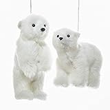 Roses and Mistletoe Plush Furry Polar Bear White