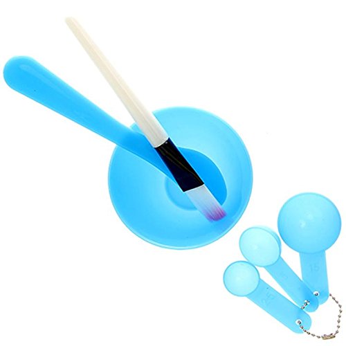 Mintbon 4PCS DIY Facial Mask Bowl Brush Spoon Professional Tools for DIY Mask Blue
