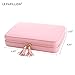 LE PAPILLION JEWELRY Jewelry Box Faux Leather Travel Jewelry Box Organizer | Elegant Outlook Display Storage Case with Large Mirror | Jewelry Box Gift for Women, Great Gift Idea(Pink)