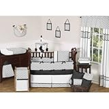 Gray and Black Chevron Zig Zag Unisex Baby Bedding 9pc Girl or Boy Crib Set
