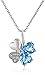 Amazon Collection Sterling Silver Swarovski and Clear Crystal Four Leaf Clover Pendant Necklace, 18