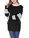 Allegra K Women's Color Block Scoop Neck Oversize Batwing Tunic Tops Black M (US 10)