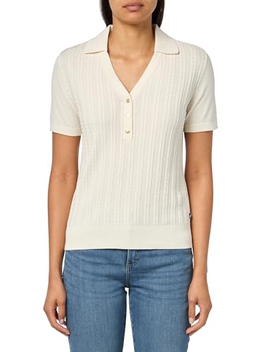 Nautica Women's Short Sleeve Polo Sweater, Ivory, L