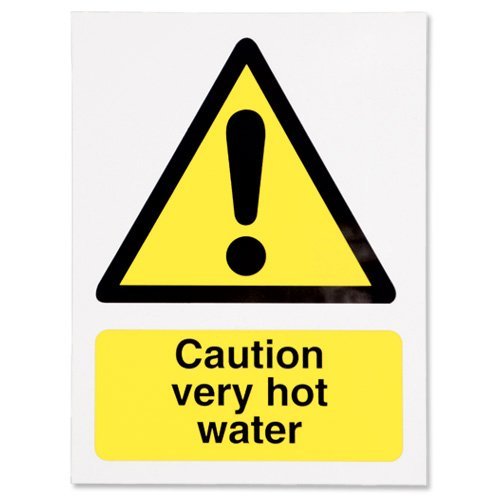 Seco Caution Very Hot Water Sign, 150mm x 200mm - Self Adhesive Vinyl