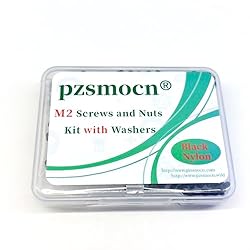 Pzsmocn 300 Pieces/100 Sets M2*4 mm Plastic Black