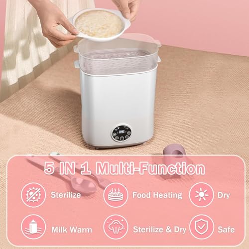 Bestbless Baby Bottle Sterilizer and Dryer, 5-in-1 Large Capacity Bottle Sanitizer and Dryer, 2 Layers Compact Baby Bottle Electric Steam Sterilizer and Dryer for Baby Bottles, Pacifiers, Pump Parts