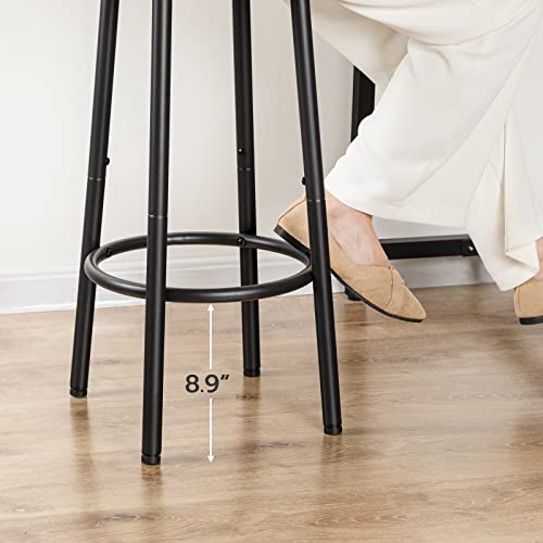HOOBRO Round Bar Stools, Round Bar Chairs Set of 2, Kitchen High Bar Stools with Footrest, Industrial Counter Stools for Dining Room, Party, Sturdy Steel Frame, Rustic Brown EBF03BY01