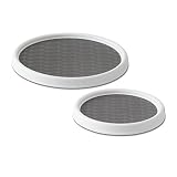 Copco 5220593 Non-Skid Pantry Cabinet Lazy Susan Turntable, 9-Inch and 12-Inch, White/Gray, 2-Pack