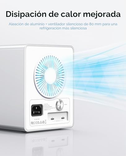 Daisy Chain - Caja de disco duro de 4 bahías USB 3.2 Gen 2 de aluminio, compatible con 22 TB y expansión máxima de hasta 264 TB para disco duro de 3.5 pulgadas, 9948C3