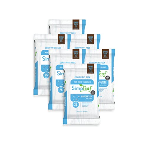 Simpleaf Flushable Wet Wipes Unscented EcoFriendly, Paraben