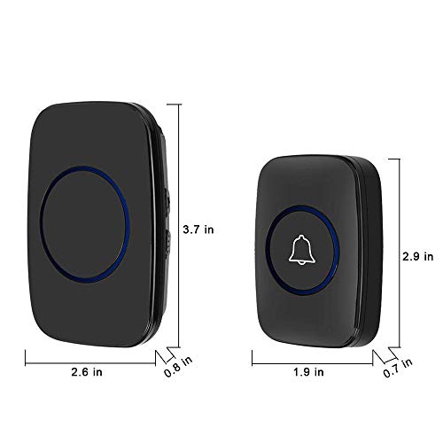 Waterproof Wireless Doorbell Kit, YIHUNION Chime Operated over 1000ft with 1 Remote Button and 1 Plug-in Receiver Operating for Office and Home (1 Transmitter + 1 Receiver (Black)) - Thumbnail 6