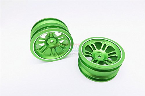 Vaterra K5 Blazer Ascender Upgrade Parts Aluminum Front/Rear 6 Poles Rims With Silver Lining - 1Pr Green