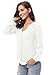 Urban CoCo Womens V Neck Ruffled Shoulder Solid Chiffon Blouse (Large, White)