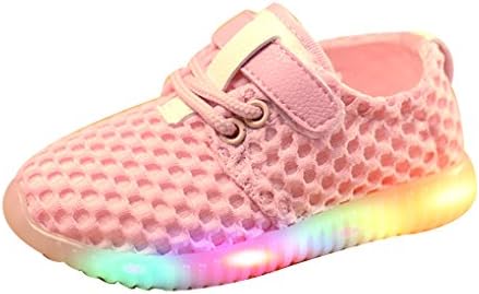 Kids girls boys shine shoes LED flash sports shoes toddler shoes (Toddler 5.5M, Pink)