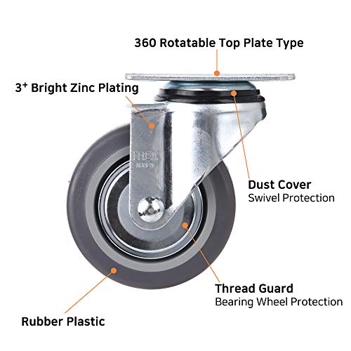 [TREX CASTER] 4inch Heavy Duty Casters, All Swivel Plate Caster Wheels