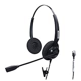 Arama Telephone Headset w/Noise Canceling Mic for Aastra Adtran Alcatel Lucent Allworx AltiGen AVAYA Comdial Digium Gigaset InterTel Mitel MiVoice Plantronics Deskphones (A200D1)