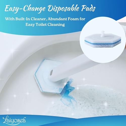 TOILET BOWL CLEANERS: 48-PACK TOILET BRUSH REFILLS, WAND & CADDY – UPGRADED TOILET CLEANING SYSTEM, DISPOSABLE TOILTE BRUSH WAND HEADS – (PACKAGE MAY VARY)