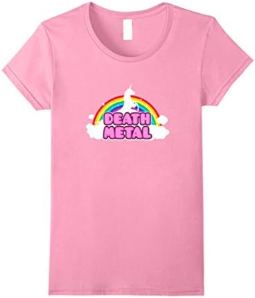 Womens Death Metal Rainbow Unicorn T Shirt Small Pink