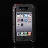 iPhone 4s Case, CarterLily Aluminum Shockproof Dustproof Waterproof Gorilla Glass Metal Case Cover for iPhone 4 / 4S (Black)