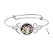 MANZHEN Expandable Adjustable Transparent Abalone Shell Triple Celtic Knot Bangle Bracelets for Women (silver)