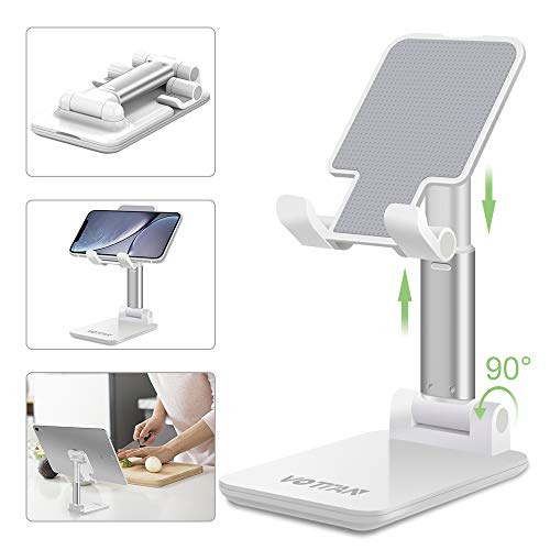 Cell Phone Stand Foldable, Angle & Height Adjustable Desk Phone Stand, Anti-Slip Base Tablet Stand Compatible with 4\