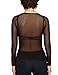 May&Maya Women's Long Sleeve Pure Mesh Blouse