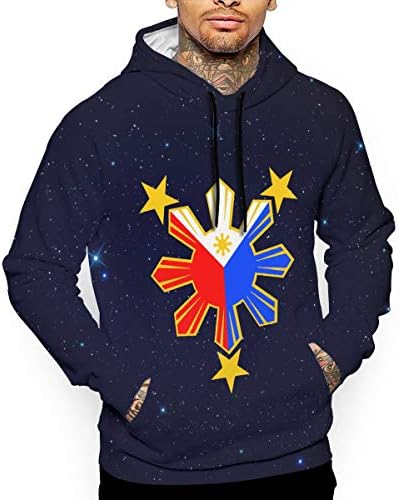 NO2XG Flag of The Philippines Long Sleeve Hoodie Athletic Sweaters for Mens Winter Sweatshirt