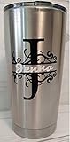 Custom Scroll Monogram Initial Name For Yeti Tervis Decal, Yeti Rambler Decal, Yeti Tumbler Decal, Ozark Tumbler Decal, Wall Vinyl Decal, Ozark Trail Decal, RTIC, Wall Filler, Vinyl Decal Stickers
