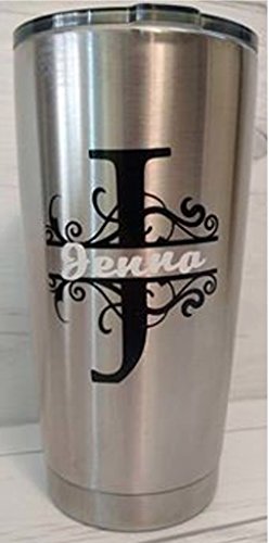 Custom Scroll Monogram Initial Name For Yeti Tervis Decal, Yeti Rambler Decal, Yeti Tumbler Decal, Ozark Tumbler Decal, Wall Vinyl Decal, Ozark Trail Decal, RTIC, Wall Filler, Vinyl Decal Stickers