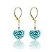 Kids Earrings -Dangle Heart Leverback Earrings Kids Fashion Jewelry Sets-18k Gold Plated Girls Jewelry