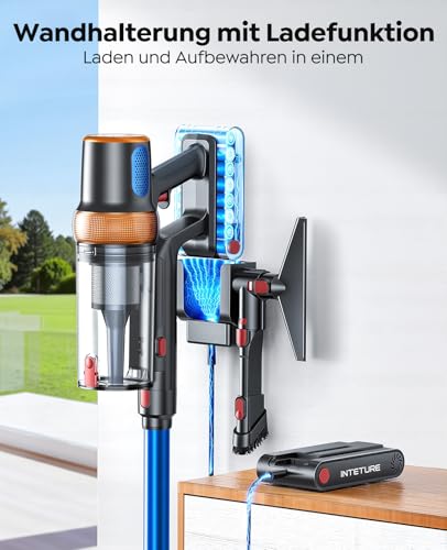 Battery Vacuum Cleaner 600 W/50 KPA/65 Min, Self-Standing Vacuum Cleaner Wireless with Mattress Cleaning Brush, Automatic Mode, Wall Charging Station, Fragrance Function, Multistage Filtration for Carpets/Hard Floors/Car