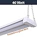 LED Shop Light - 40W, 5000K, Linkable, Frosted Lens, 4100LM, Replaces 4 Foot Fluorescent, Garage Shoplight Ceiling Fixture, Pull Cord Chain, Plug In