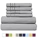 EASELAND Bed Sheet Set - Queen Size Sheets 6 Pieces Bedding Sheet & Pillowcases Sets, Brushed Microfiber Sheet with Deep Pocket Fits 8 to 16 Inch(Queen,Grey)
