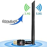 USB Wifi Adapter ANEWISH 5dBi Antenna Dual Band AC600 Wireless Adapter Wireless Wifi Card Dongle for Desktop PC Laptop, Support Windows 10/8.1/8/7/XP/Vista, MAC OS X 10.4-10.12.5