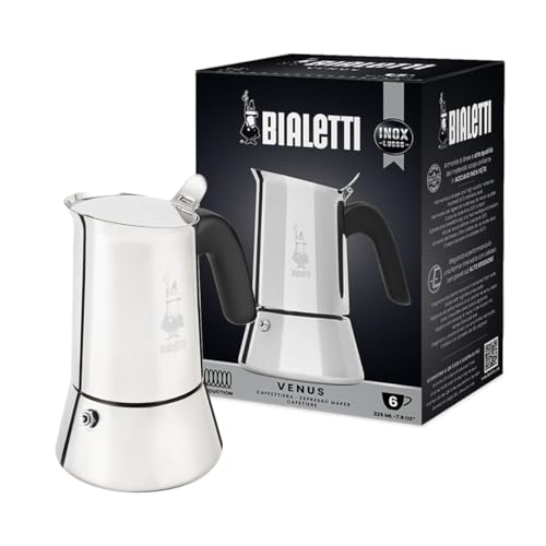 Cafetera Venus, Mango Anti-escaldaduras, Apta para Inducción, 6 Tazas (235ml), Acero Inoxidable