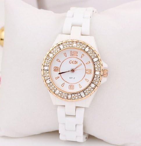 Enreach Crystal-accented Ceramic Bracelet Watch J508 (Rose Gold)