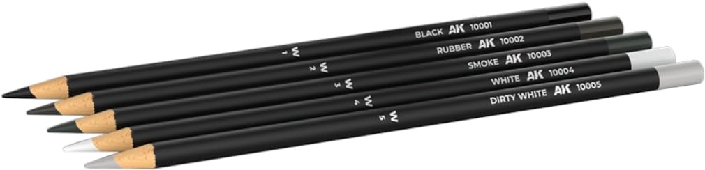 AK Interactive Weathering Pencil Set AK10039 Black and White Colours Shading and Effects set.