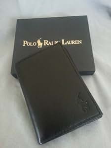 polo ralph lauren mens trifold leather wallet black